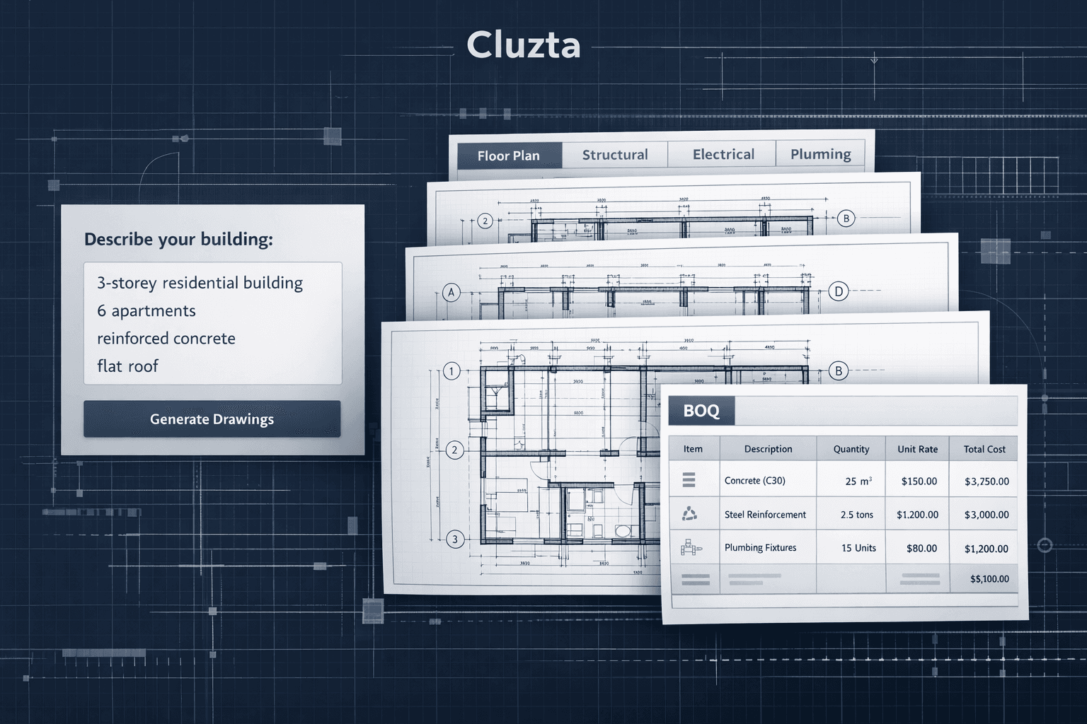 Cluzta Maldives — CAD upload, BOQ, council approvals and project delivery